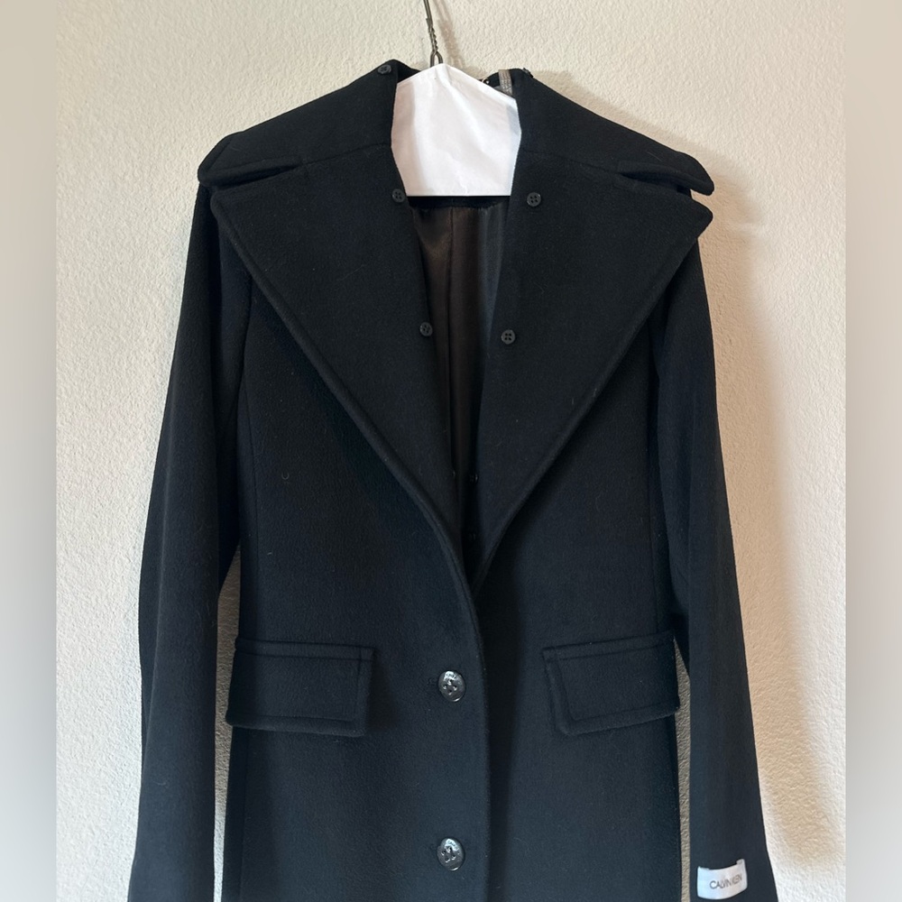 Calvin Klein Black Wool Coat - Picture 2 of 6